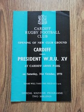 Cardiff v President WRU XV 1970 Rugby Programme