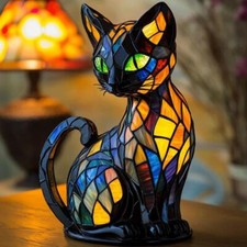 Retro Cat Lamp Stained Glass