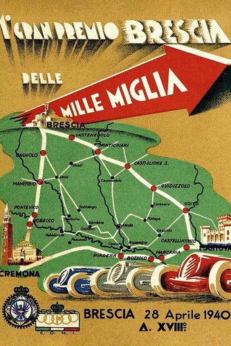 Vintage cars mille miles print - miles,