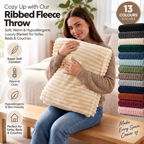 Large ribbed fleece blanket - large,