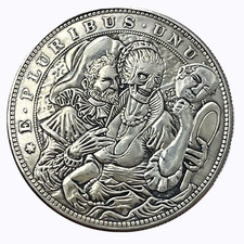 "Movable Mechanism Hobo Nickel Coin Morgan Dollar Mask Girl Art Collectible Gift