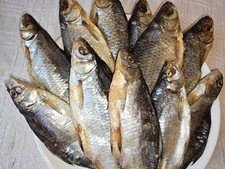 Stockfish Roach (lat. Rutilus rutilus). Taranka. Fish, salted, dried fish.