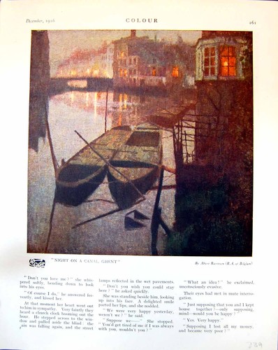 Antique print night canal - print,