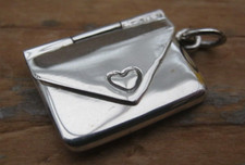 A Novelty Solid Silver 925 Charm Of A Miniature Envelope Case Stamp Holder