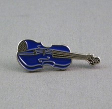 BLUE VIOLIN  ENAMEL PIN BADGE - NEW