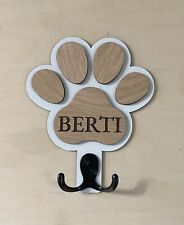 Paw Print Dog Lead Hanger  personalised Wooden dog lead wall hook paw print