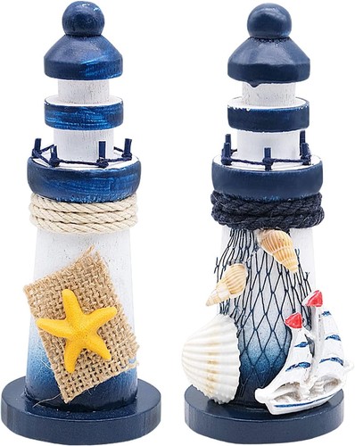 Wooden lighthouse ornaments - wooden,