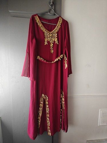 Burgundy kaftan abaya dress - kaftan,