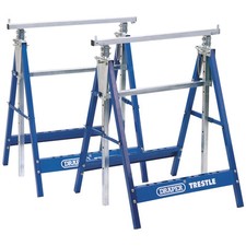 Draper Pair Of Telescopic Trestle Saw Horse With Height Adjusting Locking Bars