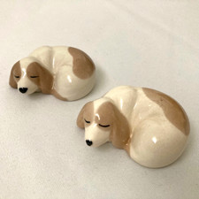 Szeiler Vintage Sleeping Dog Figurines | Miniature | Ceramic | 1960s