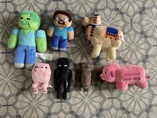 7x Minecraft Soft Toy Plush Mojang Bundle Steve Zombie Pigs Enderman Bat Lama