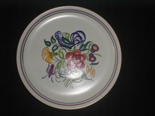 Poole Pottery Hand Painted Vintage Floral Blue Cockerel 10" Plate 1950 Excellent