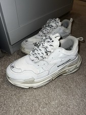 Balenciagas Triple S White Out Size Uk 8 EU 42 Designer Trainers Chunky Shoes XX