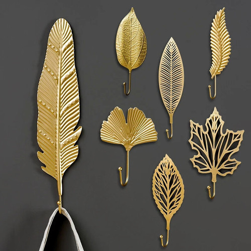 Gold leaf hook coat hat - hook, key