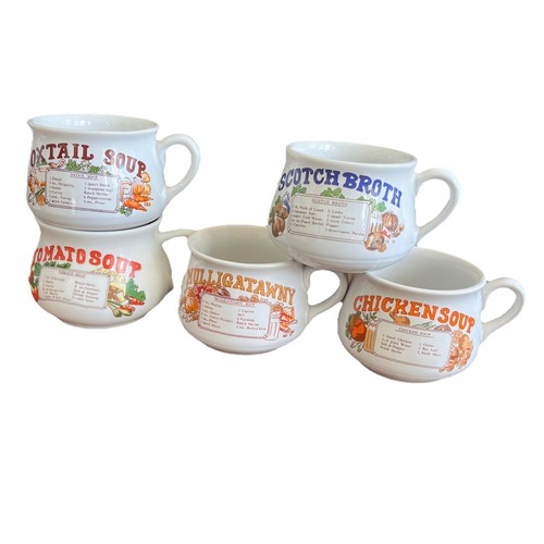 Vintage recipe soup mugs - 5,