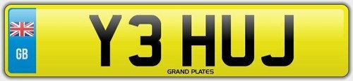 Number plate initials y3 - number,