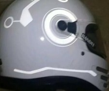 REFLECTIVE WHITE HELMET TRON STYLE DECALS STICKERS SAFTEY HI VIZ NIGHT MOTORCYCL