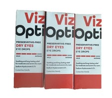 3 X Viz Opti Preservative-Free Dry Eyes Eye Drops 10ml BB:05/27