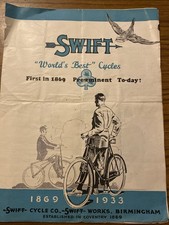 Swift Cycles 1869-1933- Cycles Bicycle Folding Brochure Ephemera Illustrated AF
