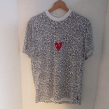 Keith Haring  Tshirt White/black Red Embroidered Heart New