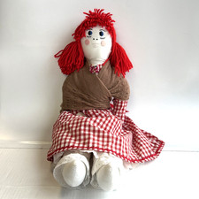 Art Rag Cloth Vintage Doll Dolly Large Collectable Red White - 27" Long