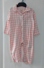Baby Girls Pink Pyjamas All In One Nightwear Checks & Stars PJs Sleepwear 6-9mth