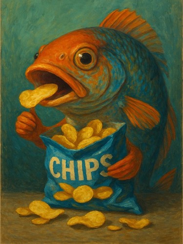 Vintage funny fish chips - funny, &
