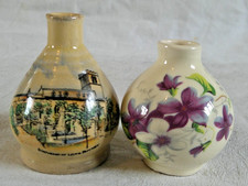 2 x Vintage Fragrant Devon Violet Pots Bud Vase Studio Pottery Long Buckey