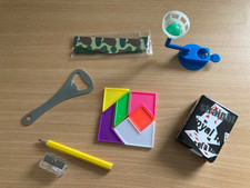 **CHRISTMAS CRACKER FILLERS TOYS BOTTLE OPENER PLANE PUZZLE CARDS BASKET BALL**