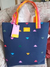 Joules Bees Weekend Tote Bag Navy with Rainbow Straps. New Without Toiletries