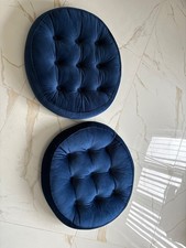Blue 2 large round velvet floor cushion