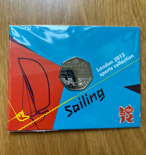 2012 LONDON OLYMPIC SPORTS 2011  SAILING  50p COIN UNC SEALED IN CARD.