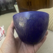 ISLE OF WIGHT BLUE AZURENE BOWL BLACK LABEL TO BASE 9cm HIGH