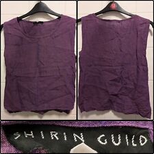 Shirin Guild Vintage Tank Sleeveless Boxy Linen Top Shirt W36" L Purple UK 