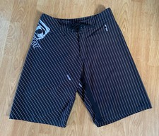 Rare New Black Pin Striped Jet Pilot Game Changer Stretch Surf Board Shorts 30