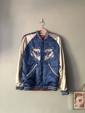 Diesel Reversible Bomber Jacket Red Blue Wolf Medium Mens Full Zip