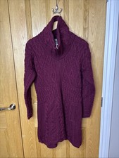 Aran Crafts Cardigan Merino Wool Cable Knit Celtic Zip Collar Large L Burgundy