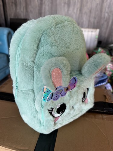 Green fluffy rabbit bag plush - green,