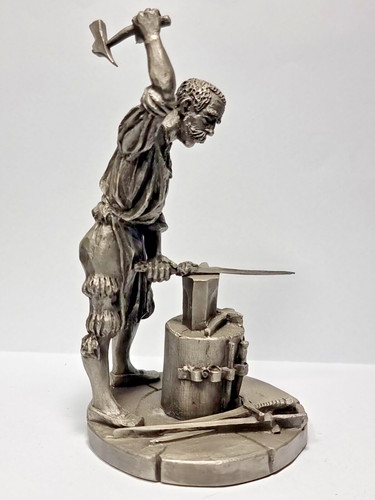 Pewter sculpture swordsmith - pewter,