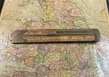 Antique Stanley No. 32  1/2 Rule Caliper Ruler Boxwood Brass