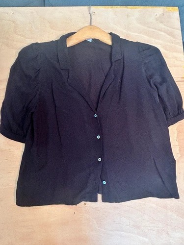 Zara black crepe blouse - black, puff