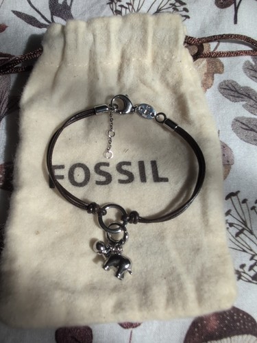 Fossil leather thong bracelet - leather,