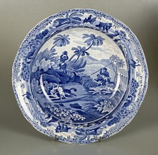 Spode c1820 Soup Plate Indian Sporting Series. ‘Chase After A Wolf’