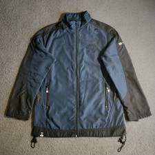 Jeep Jacket Men M Navy Blue Black Soft Shell Fleece Lined Zip Pocket Embroidered