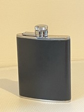 Vtg Hip Flask Black Calf