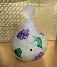 Okra Art Glass Perfume Bottle Signed, Clematis  11cm approx. Christmas gift idea