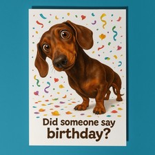 Dachshund Dog - Don’t Look Away - Birthday Card & Envelope - Personalised card