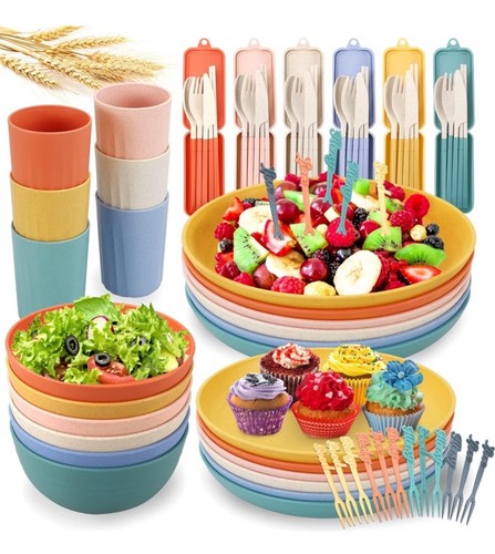 Wheat straw dinnerware set - straw,
