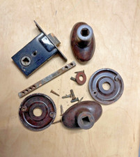 Vintage Bakelite Oval Brown Door Knobs, with back plates & Lock