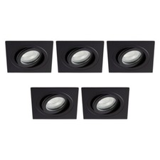 Litecraft Recessed Downlight Tiltable Square Spotlight in Matte Black - 5 Pack  